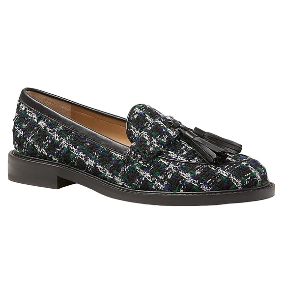 NEW ANN TAYLOR TWEED LEATHER TASSEL LOAFERS FLATS SHOES SIZE 8 - Picture 1 of 11